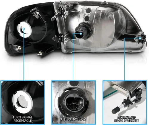 Miniatura 5 de AmeriLite Faros delanteros de cristal negro con juego de aparcamiento en esquina para Ford F150 F-150 Harley Lighting - Conductor y pasajero
