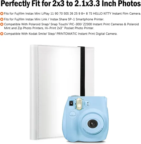 Miniatura 7 de Veicevol Paquete de 2 álbumes de fotos de 432 bolsillos para Fujifilm Instax Mini, cámaras Polaroid, 48 páginas, plástico oscuro, estilo clásico