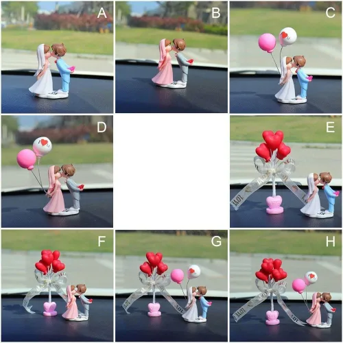 Miniatura 3 de gofidin Figura de globo de anime para parejas para automóvil, lindo beso de boda, decoración interior de automóvil, figura de tablero, regalos