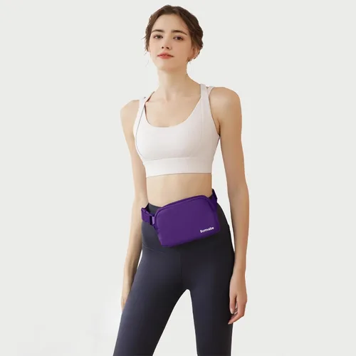 Miniatura 7 de Cangurera cruzada para mujer, mini bolsa para cinturón de 1 litro con correa ajustable de 32 a 51 pulgadas, bolsa de cintura pequeña para viajes