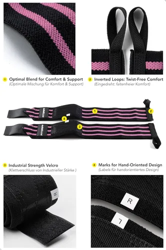 Miniatura 3 de Fitgriff® Muñequeras para levantamiento de pesas (18 pulgadas), soporte resistente para gimnasio, prensa de banco y flexiones (1 par) - para hombres