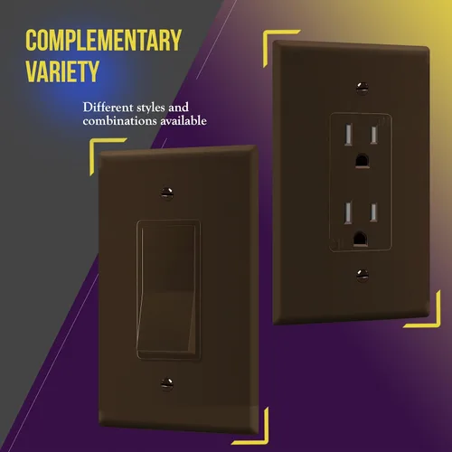 Miniatura 5 de ENERLITES Placa de pared decorativa para interruptor de luz o tomacorriente, acabado brillante, tamaño extra grande de 1 gang 5.5" x 3.5", Marrón