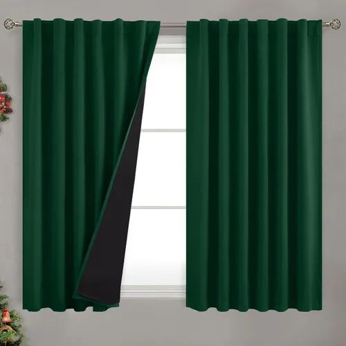 Miniatura 39 de BGment Cortinas 100% opacas beige de 63 pulgadas de largo con forro aislante térmico, bolsillo para varilla y lengüeta trasera de doble capa
