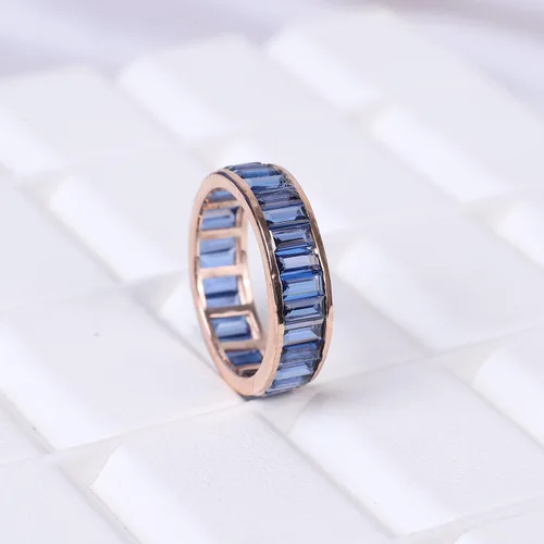 Miniatura 7 de KANISHKA GEMS JEWELS - Banda de zafiro completa a juego para mujer, joyería chapada en oro rosa, regalo de dama de honor, piedra de nacimiento