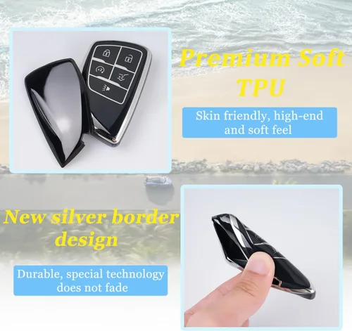 Miniatura 5 de WJS Funda para Llavero, Carcasa Protectora para Llave de Automóvil Compatible con Chevy Silverado Equinox Traverse 2022-2025; GMC Sierra 1500 2500HD