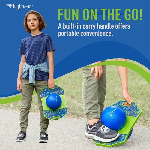 Miniatura 2 de Flybar Pogo - Pelota de truco para niños, tabla de rebote de equilibrio con cubierta antideslizante, bomba incluida, juguetes para interiores y Dino