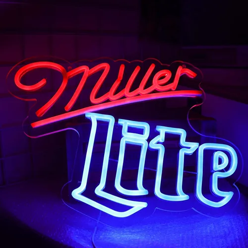 Millers Light - Letreros de neón para decoración de pared en garaje, bar, pub o club, luz LED regulable hecha a mano para decoración del hogar, bar
