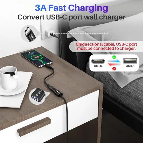 Miniatura 5 de Cable USB C a USB hembra de 2 pies, tipo C macho a USB A 3.1 hembra OTG, transferencia de datos de 5 Gbps, compatible con MacBook Pro/Air, iPhone 17