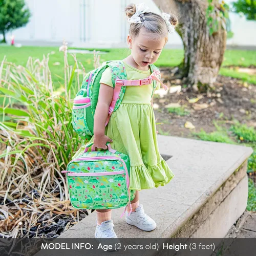 Miniatura 2 de mibasies Lonchera para niñas pequeñas, bolsa de almuerzo aislada y reutilizable para la escuela, bosque de dinosaurios verde claro Forset
