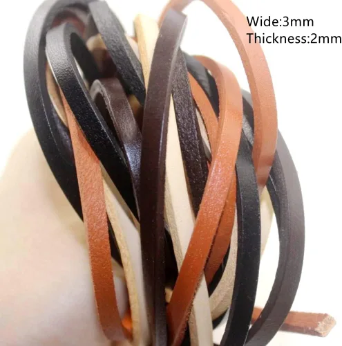 Cuerda de cuero genuino de 21 yardas, cuerda plana de cuero trenzado para hacer joyas, collares, pulseras, cordones de zapatos, correas de bolsa,