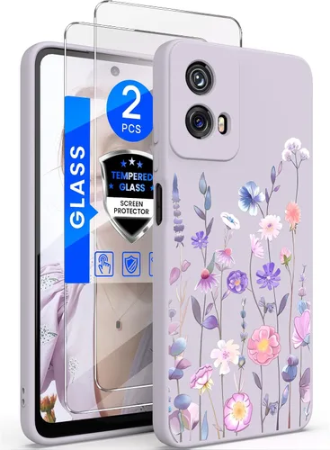 Miniatura 9 de Yucenx Funda para Motorola Moto G 5G 2024 de 6.6 pulgadas, funda de silicona líquida floral para niñas y mujeres, a prueba de golpes, antiarañazos