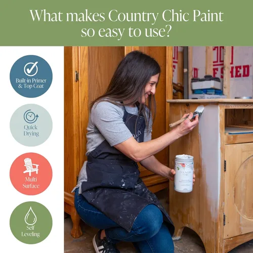Miniatura 2 de Country Chic Pintura todo en uno estilo tiza para muebles, gabinetes, decoración del hogar, ecológica, acabado mate, imprimación incorporada y capa