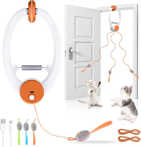 Miniatura 8 de Wortade Juguetes interactivos para gatos de interior, juguete eléctrico automático de plumas de pájaro volador, juguete eléctrico recargable