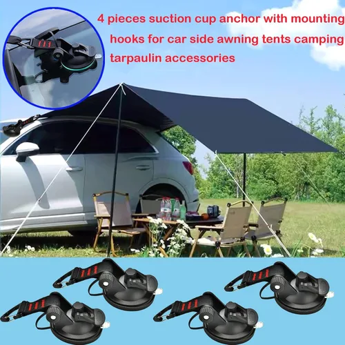 Miniatura 2 de 4 ganchos de ventosa resistentes – Ventosas fuertes para toldos de automóvil, lona de campamento, caravana y barco – Anclajes de pared al aire