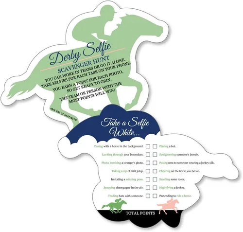 Big Dot of Happiness Kentucky Horse Derby - Selfie Scavenger Hunt - Juego de fiesta de carreras - Juego de 12
