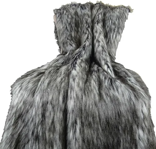 Manta de piel sintética de husky siberiano exótico, piel de husky gris, blanco, negro, manta de piel sintética gris, piel sintética suave de lujo,