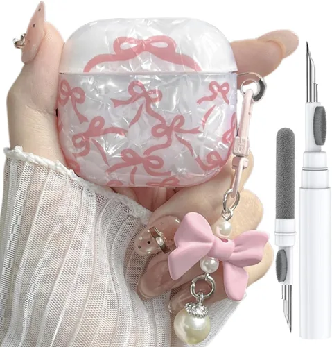 Miniatura 12 de Linda funda para Airpod de 2ª generación para diseño de lazo femenino, diseño de moda, diseño estético a prueba de golpes, funda para auriculares