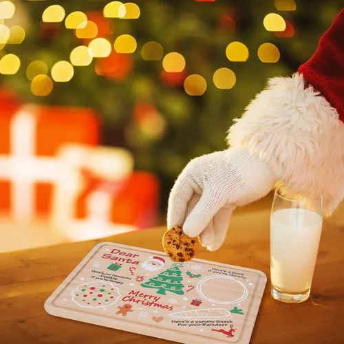 Miniatura 7 de AnyDesign Plato de madera de Papá Noel – Bandeja rectangular para leche y galletas de Nochebuena para suministros de decoración de Navidad