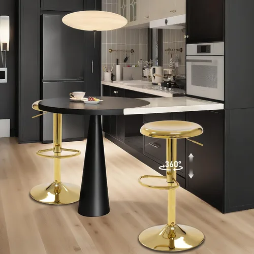 Miniatura 2 de Taburetes de bar – Paquete de 2 taburetes de bar de altura giratoria ajustable, taburetes de metal modernos, taburete de bar sin respaldo para bar