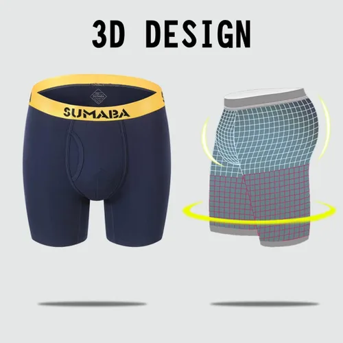 Miniatura 3 de SUMABA Calzoncillos tipo bóxer de pierna larga para hombre, con bolsa que no se sube, de bambú, transpirables