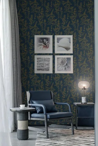 Miniatura 8 de Papel Tapiz Azul Despegable y Adhesivo Papel Tapiz Azul Despegable y Adhesivo Papel de Contacto Floral para Gabinetes Vintage Papel de Pared