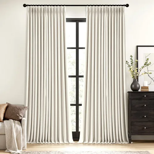 Miniatura 12 de MIULEE - Cortinas de lino beige con pliegues a presión 100% opacas para dormitorio, cortinas de ventana con memoria y bloqueo de luz para oscurecer