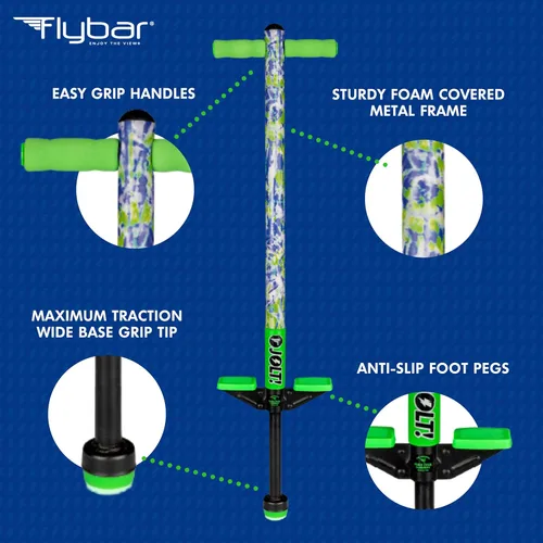 Miniatura 4 de Flybar Saltarín para niños, de 40 a 80 libras, perfecto para principiantes, mangos de espuma de fácil agarre, patas antideslizantes, juguetes al