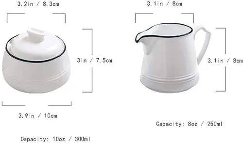 Miniatura 2 de FUYU Juego de crema de cerámica blanca y azúcar para servir café