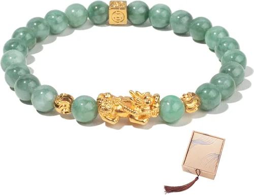 Miniatura 8 de Fengshui Pulsera de riqueza verde Pulsera de jade real para mujer Atrae pulseras adineradas afortunadas