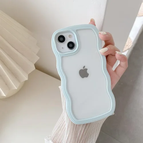 Miniatura 18 de QLTYPRI Funda compatible con iPhone 7/8/SE, bonita funda transparente con marco ondulado rizado para niñas y mujeres, funda protectora de TPU