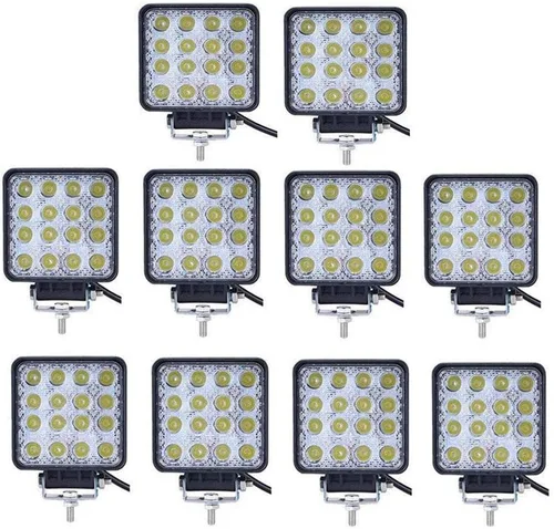 Turboo - Barra de luz LED, 10 unidades de 4 pulgadas y 48 W, luces de trabajo cuadradas, luces LED todoterreno para camiones, vehículos todoterreno,
