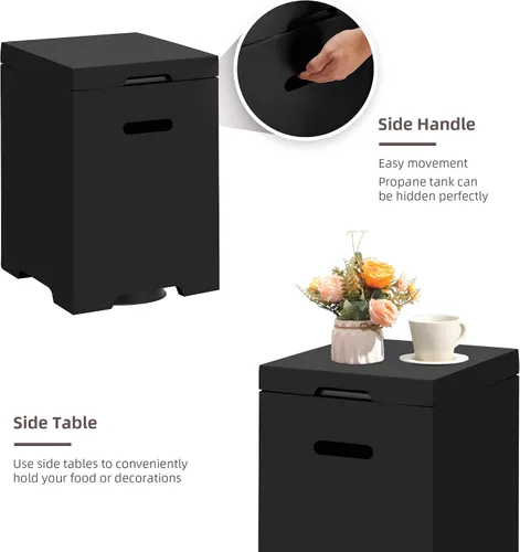 Miniatura 2 de ECOTOUGE Mesa de cubierta de tanque de propano, 15.5 pulgadas para mesa de fuego, mesa oculta cilíndrica para exteriores para fogata de gas