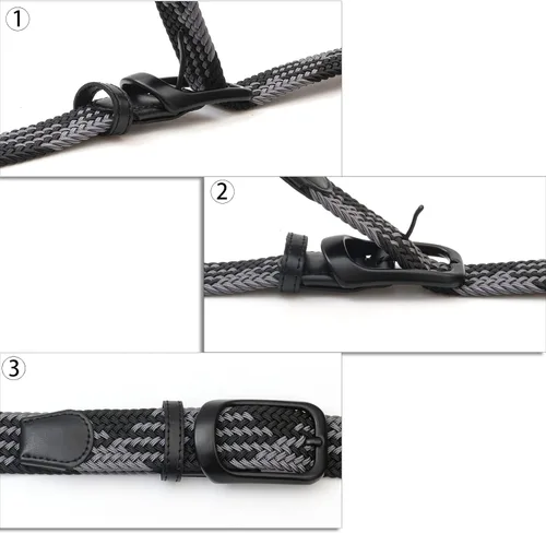 Miniatura 6 de Cinturones de golf para hombre, paquete de 2, diseño elástico ajustado, ajustable, tejido de 1.34 pulgadas