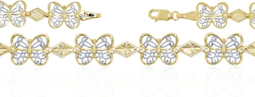 Miniatura 4 de Charm America - Pulsera mariposa de oro - Oro macizo de 10 quilates, Oro amarillo, Circonita cúbica