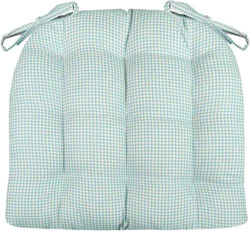 Miniatura 84 de Barnett Home Decor Ticking Stripe Berlin Blue - Almohadilla para silla de comedor con lazos, tamaño mediano 18, relleno de espuma de látex, lavable