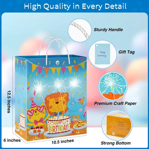 Miniatura 3 de MAGICAL BAG Bolsas de regalo para luces y sonidos de cumpleaños, bolsas de recuerdo de fiesta, bolsa de envoltura musical sorpresa de 12.5 pulgadas