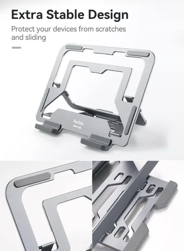 Miniatura 6 de Parblo Soporte para tablet PR114, soporta hasta 11 pulgadas, 6 ángulos ajustables, plegable y fácil de transportar