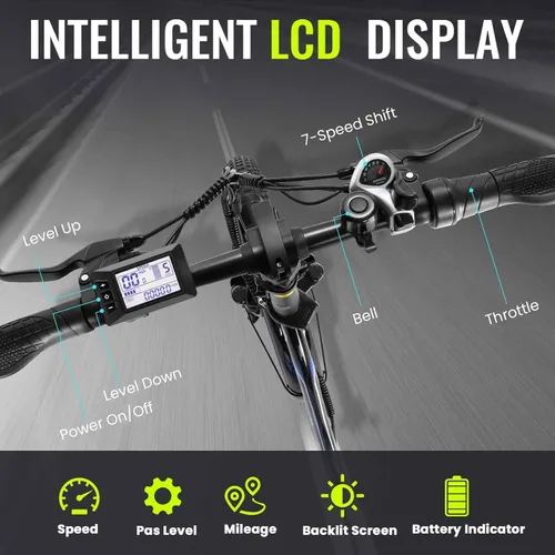 Miniatura 3 de Vivi Bicicleta eléctrica 20 "x3.0 MT20UL Fat Tire Bicicleta eléctrica con 48V 499.2WH batería extraíble