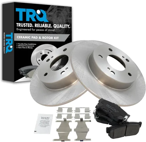 Miniatura 167 de TRQ Kit de rotor de freno trasero y pastillas de cerámica Posi premium compatible con camioneta Chevy GMC