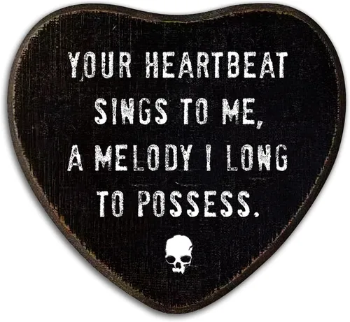 Miniatura 7 de Decoración gótica de pared – I Will Love You – Cartel colgante de madera de corazón negro – Decoración de pared retro para el hogar, sala de estar