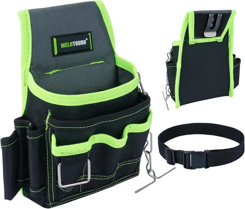 Miniatura 11 de MELOTOUGH Bolsa de herramientas para electricista, bolsas para cinturón de herramientas, múltiples bolsillos, organizador de herramientas