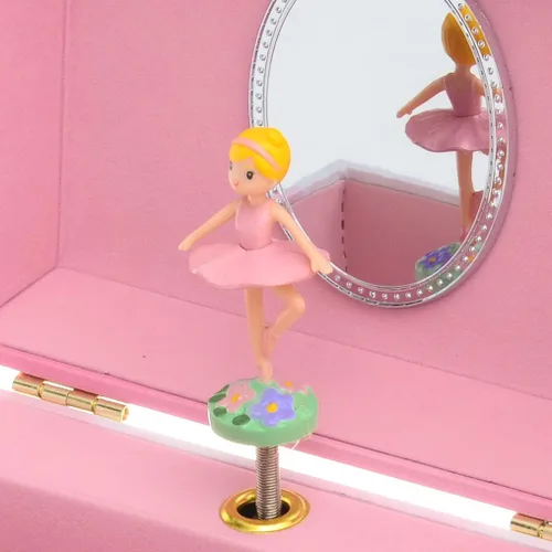 Miniatura 7 de Jewelkeeper Caja de almacenamiento de joyería musical para niña con cajón extraíble, diseño de arcoíris y lámina dorada, tono de lago de cisne