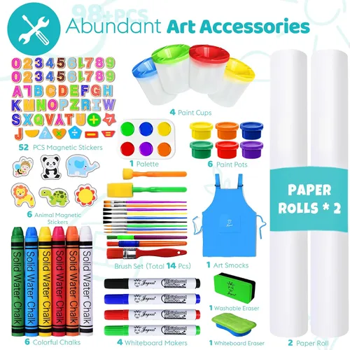 Miniatura 3 de Joyooss Caballete de arte para niños, caballete ajustable para niños con pizarra magnética y pizarra, tablero magnético para niños, caballete
