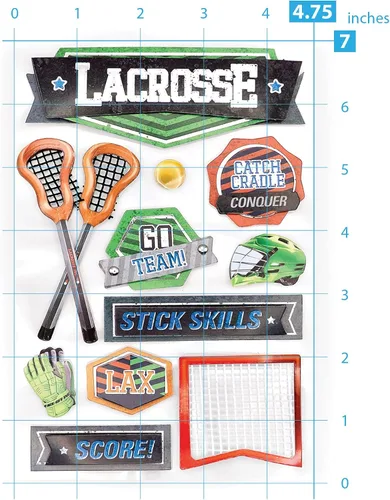 Miniatura 4 de Paper House Productions Die-Cut Lacrosse Dimensional & Foil Accent Scrapbook Sticker Sheet - Gear Up, 3-Pack