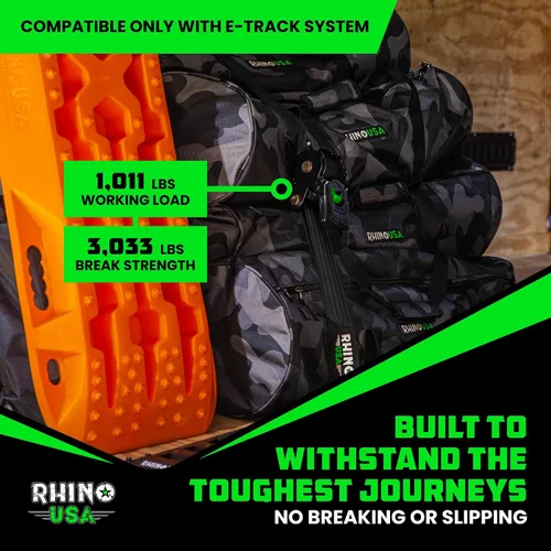Miniatura 7 de Rhino USA Correas de trinquete retráctiles E-Track de 2 x 10 pies: resistencia máxima a la rotura de 3033 libras Compatible solo con sistemas