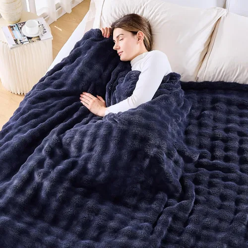 Miniatura 35 de NEWCOSPLAY Manta para Sofá Aqua Súper Suave de Franela Polar 3D Burbuja Ligera Manta de Cama para Uso en Todas las Estaciones (Aqua, Throw(50"x60"))