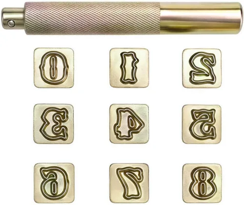 Miniatura 7 de Yoption Juego de 37 piezas de sellos de letras y números, 26 letras del alfabeto y 10 números impresos de cuero, herramientas de sello de cuero
