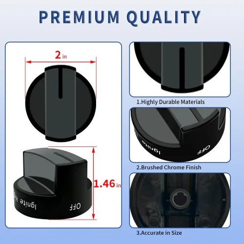 Miniatura 5 de W10339442 - Pomo de cocina de gas negro para cocina Whirlpool/estufa/horno, sustituye a WPW10339442, PS3507188 (paquete de 2)
