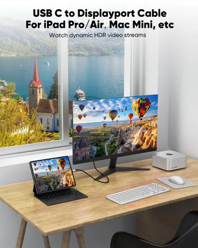 Miniatura 3 de Cable USB C a DisplayPort 1.4 de 1 pie, 8K a 60 Hz, cable corto USBC a DisplayPort 1.4 4K a 240 Hz compatible con Thunderbolt 5/4/3, MacBook