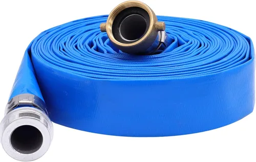 Miniatura 8 de Manguera de descarga de bomba de agua plana de PVC de 2" x 50 pies con accesorios de orejeta con pasador de aluminio, ensamblaje de manguera